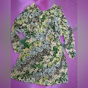 Green and blue floral dress